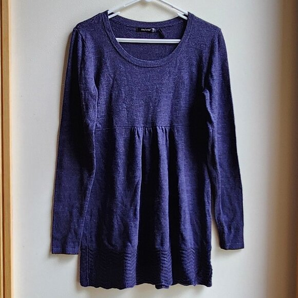 Daisy Fuentes Long Sleeve Navy Blue Scoop Neck Baby Doll Sweater Size Large - Picture 1 of 16
